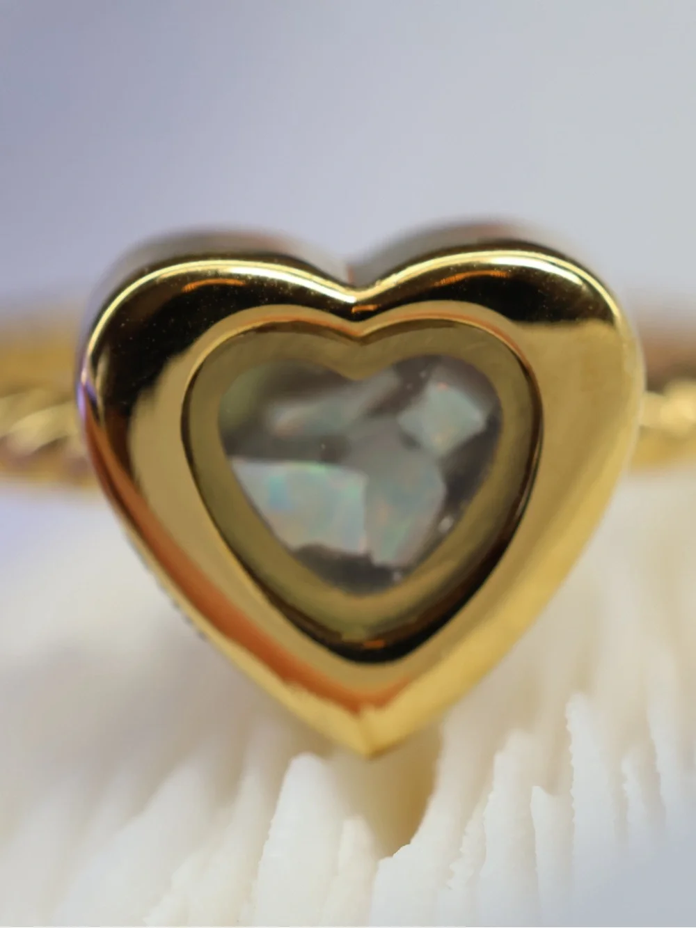 NWT Urn Ring, Gold Heart Ring with Opal-Look Inset - Still miss you Engraved Ash